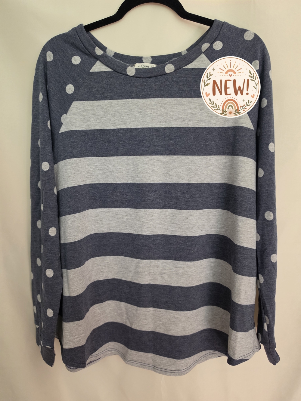 New e. Luna Striped & Polka Dot Top